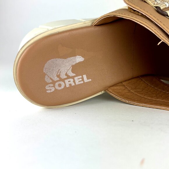 Sorel Dayspring Platform Slide Sandals Tan Leather Size 7.5 - Picture 11 of 14